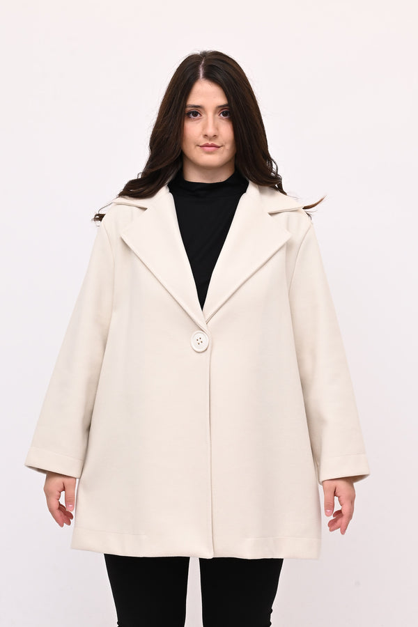 Cappotto panno maxi bottone - Burro