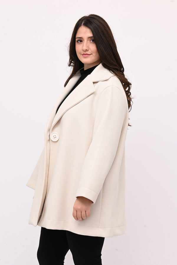 Cappotto panno maxi bottone - Burro