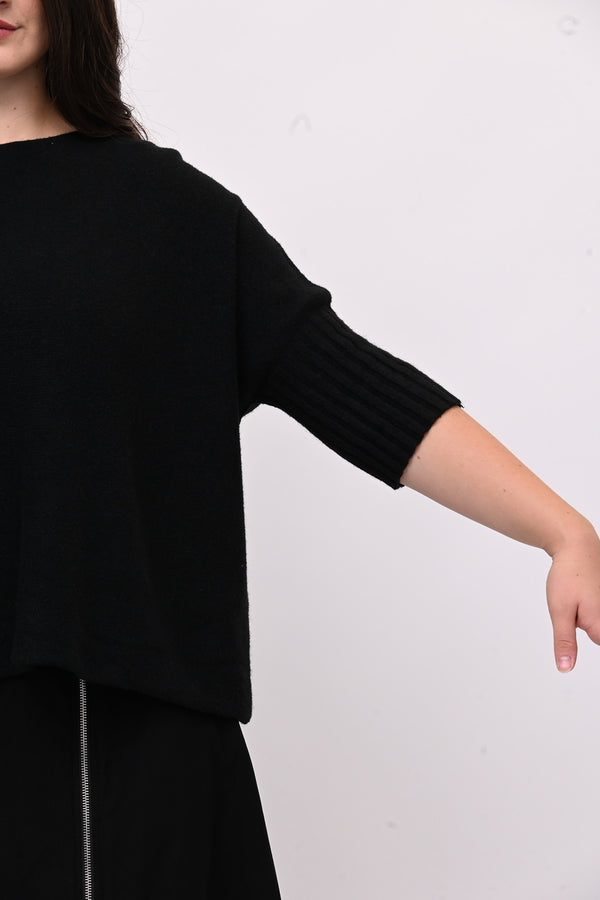 Pull scatola manica coste - Nero