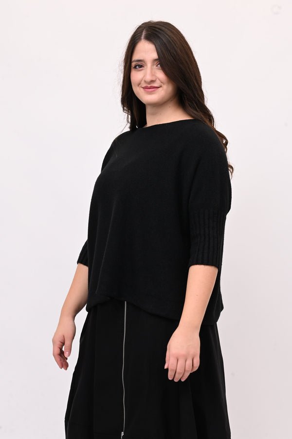 Pull scatola manica coste - Nero
