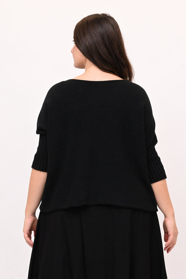 Pull scatola manica coste - Nero