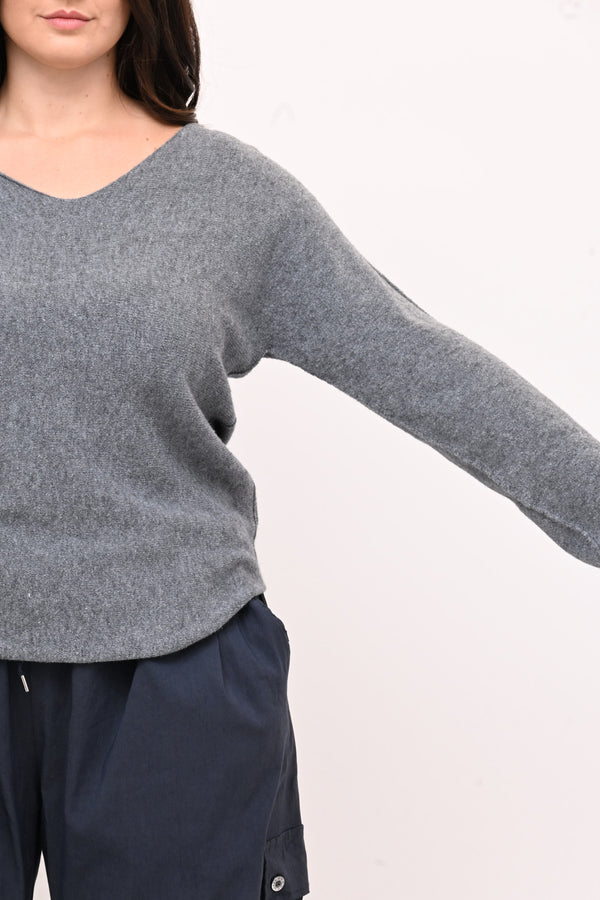 Pull basico V calda viscosa - Grigio