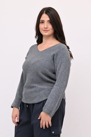 Pull basico V calda viscosa - Grigio