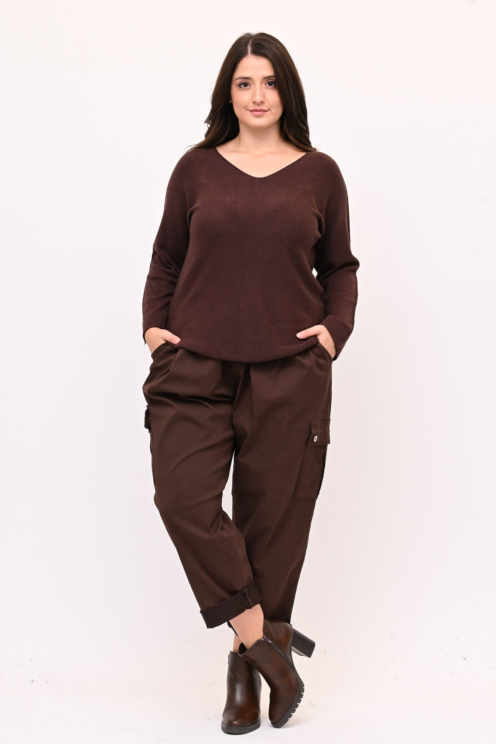 Pull basico V calda viscosa - Moro