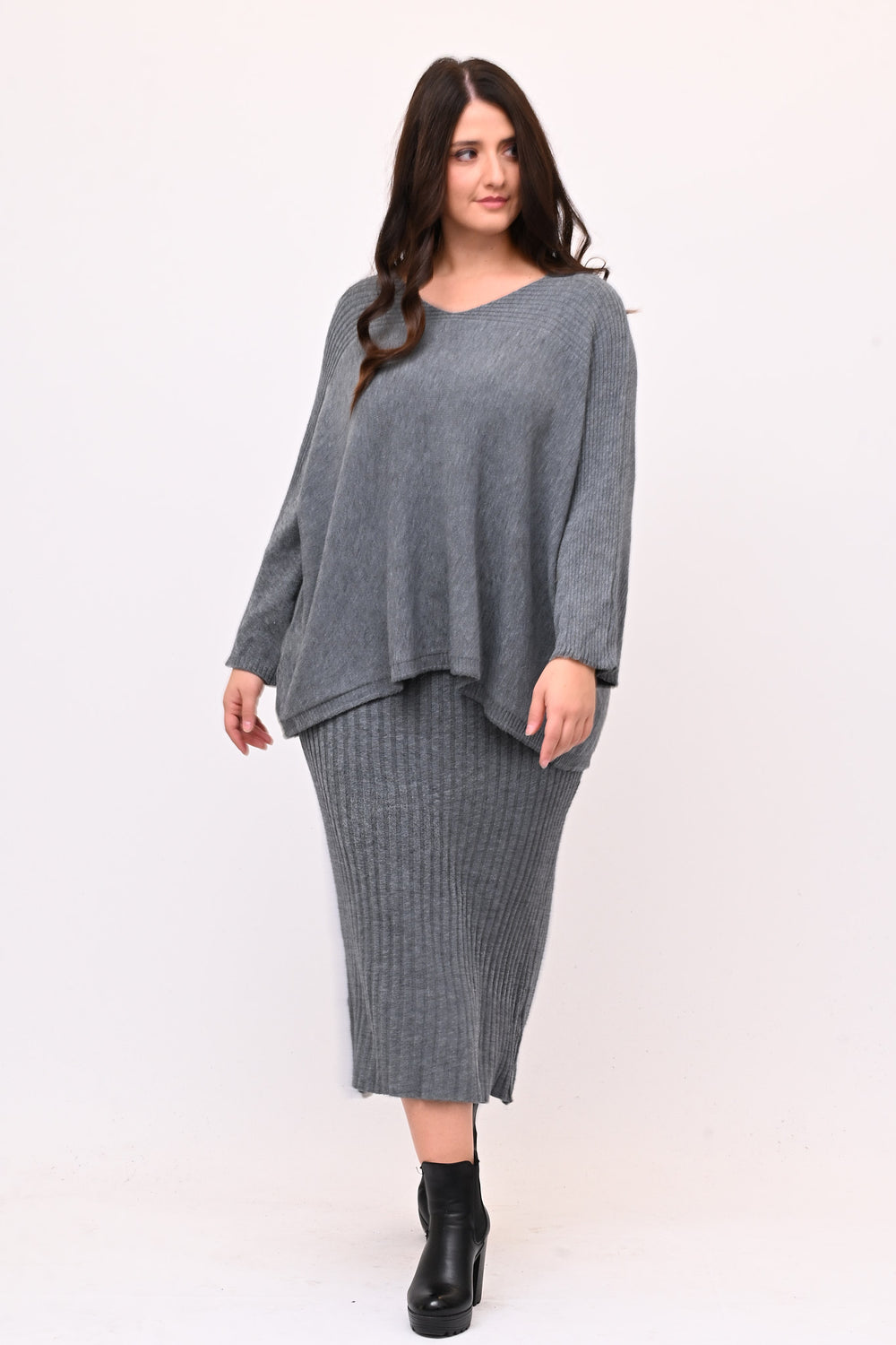 Completo gonna coste calda viscosa - Grigio