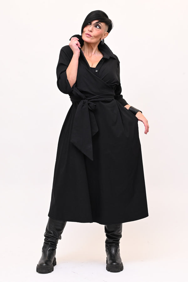 Abito incrocio bengalina over- Nero