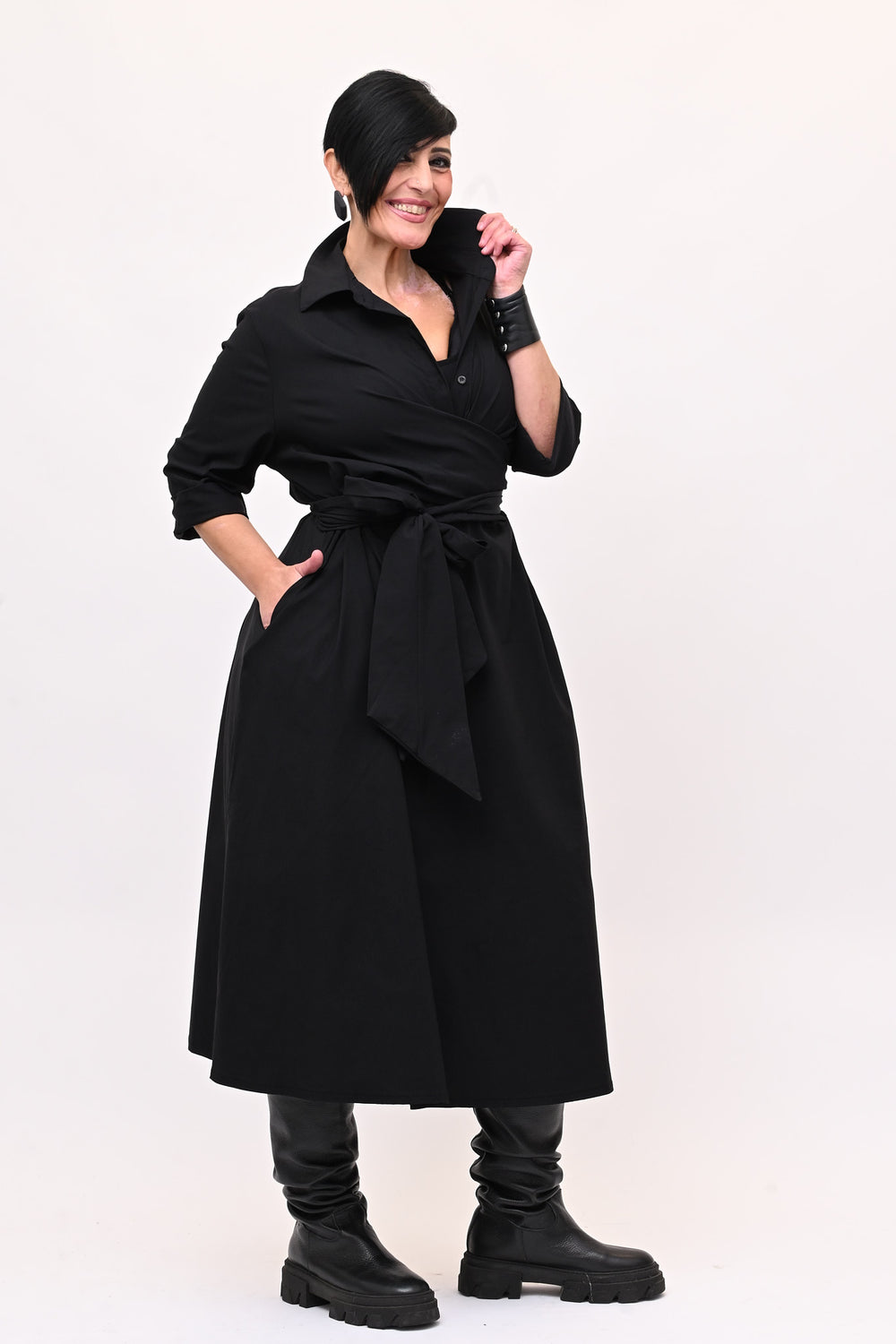 Abito incrocio bengalina over- Nero