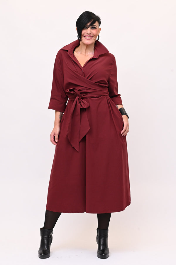 Abito incrocio bengalina over - Vino