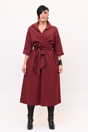 Abito incrocio bengalina over - Vino