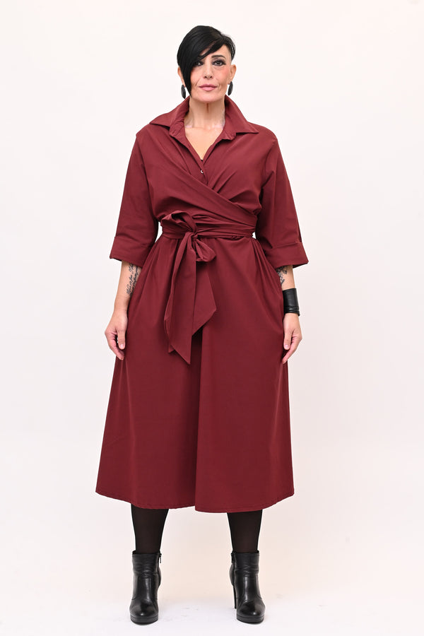 Abito incrocio bengalina over - Vino