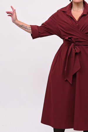 Abito incrocio bengalina over - Vino