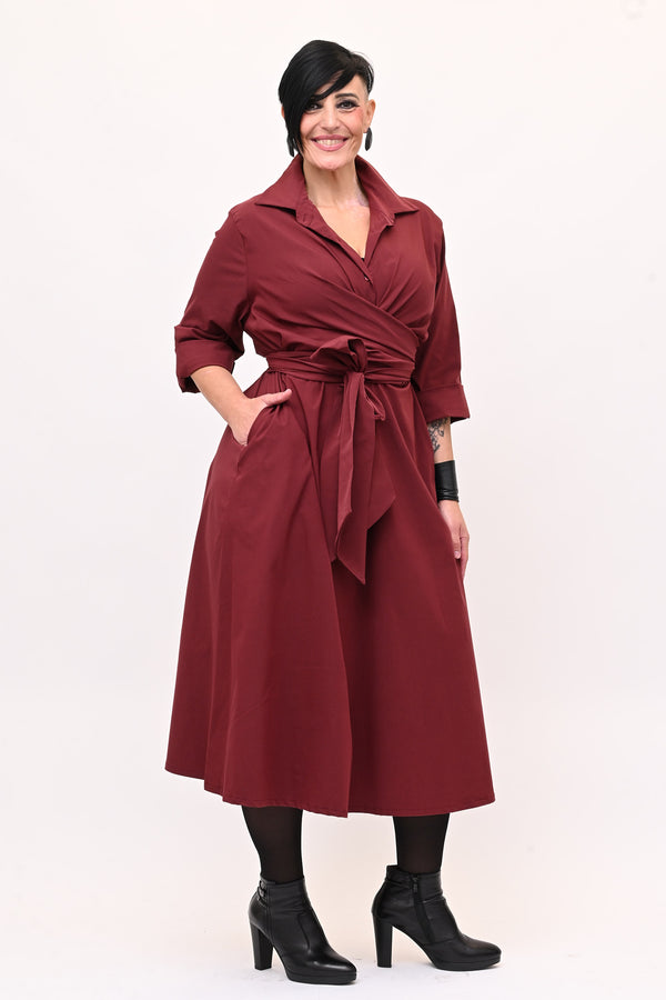 Abito incrocio bengalina over - Vino