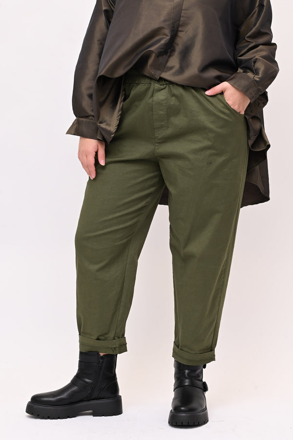 Pantalone baggy cotone - Verde militare