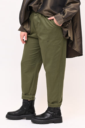 Pantalone baggy cotone - Verde militare