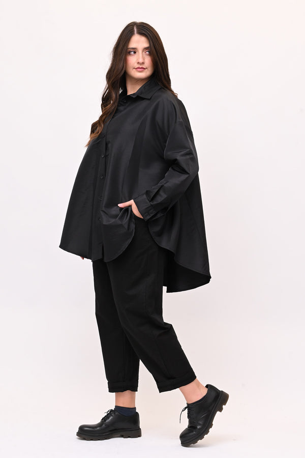 Camicia taffeta svasata - Nero