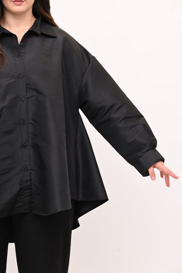 Camicia taffeta svasata - Nero