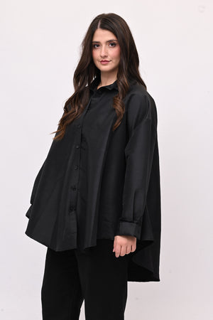 Camicia taffeta svasata - Nero