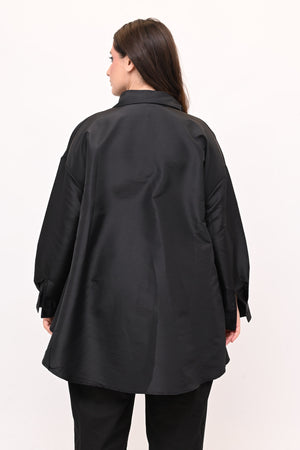 Camicia taffeta svasata - Nero