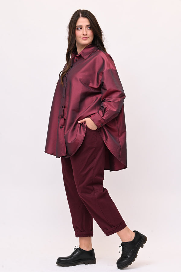 Camicia taffeta svasata - Cherry