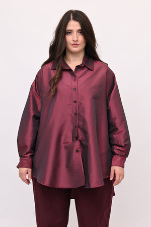Camicia taffeta svasata - Cherry