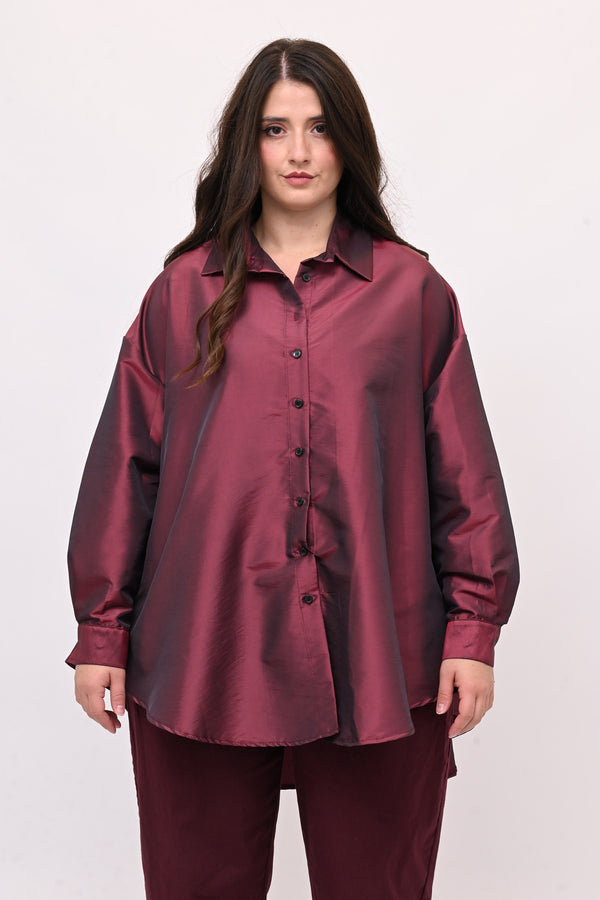 Camicia taffeta svasata - Cherry