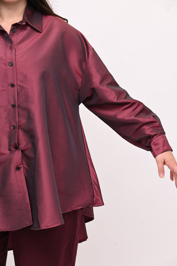 Camicia taffeta svasata - Cherry