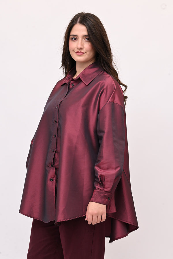 Camicia taffeta svasata - Cherry