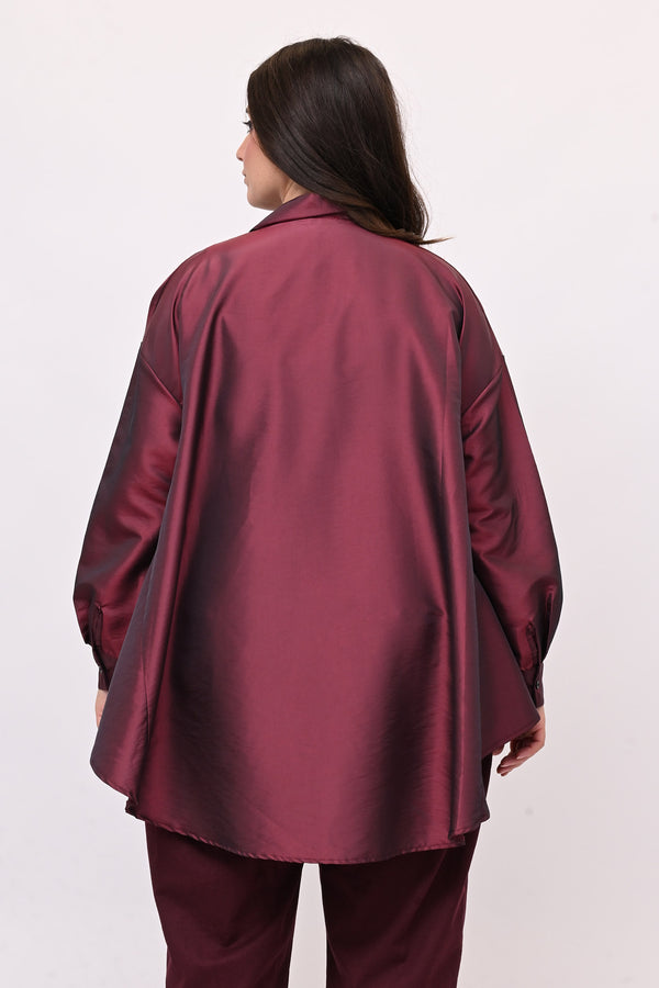 Camicia taffeta svasata - Cherry