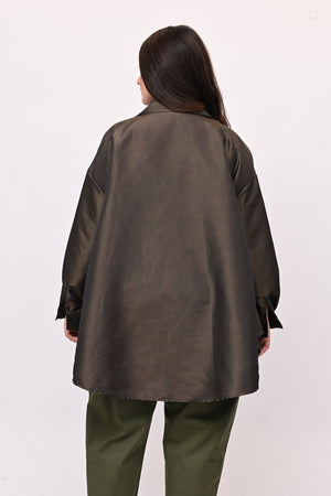 Camicia taffeta svasata - Verde militare