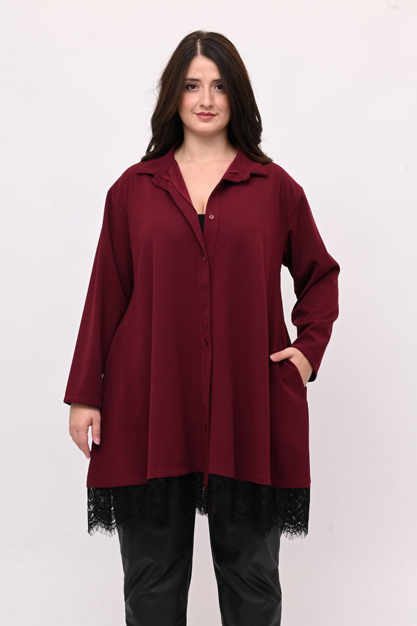 Camicia crèpes pizzo - Vino