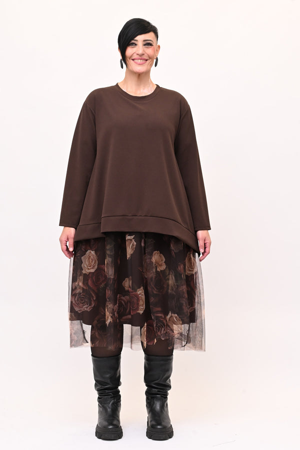 Abito tulle fiori - Moro