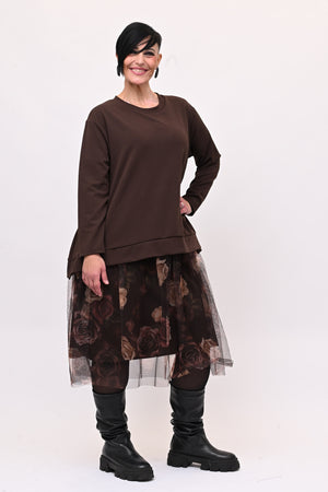 Abito tulle fiori - Moro