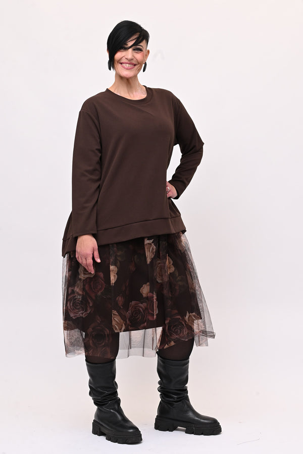 Abito tulle fiori - Moro