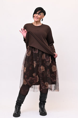 Abito tulle fiori - Moro