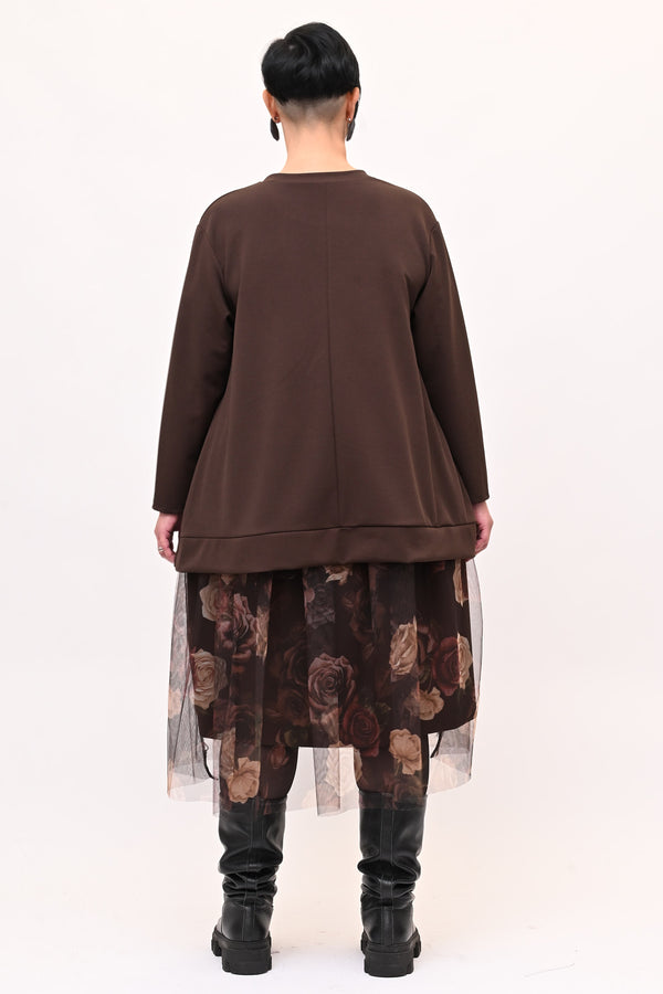 Abito tulle fiori - Moro