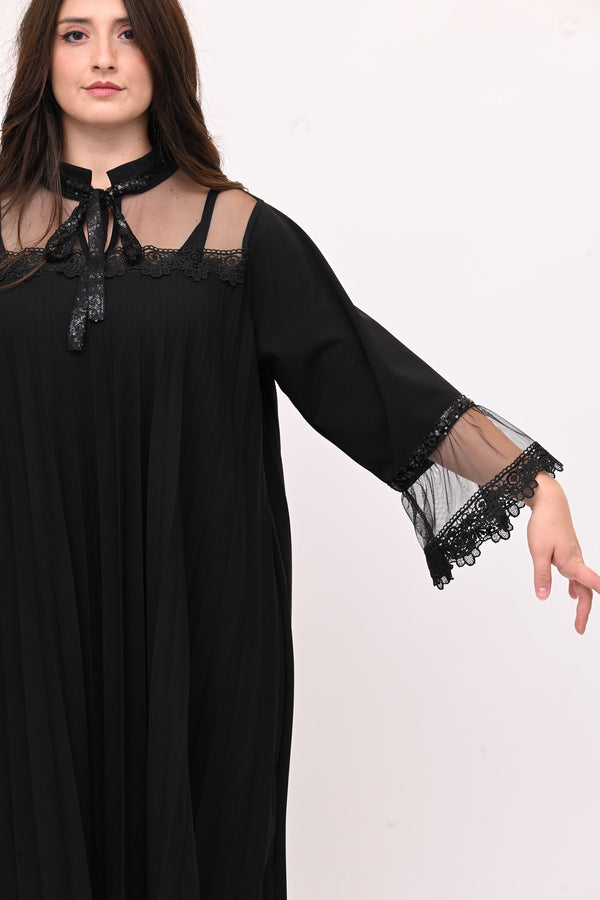 Abito plisse tulle - Nero