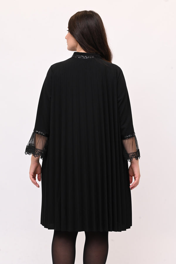 Abito plisse tulle - Nero