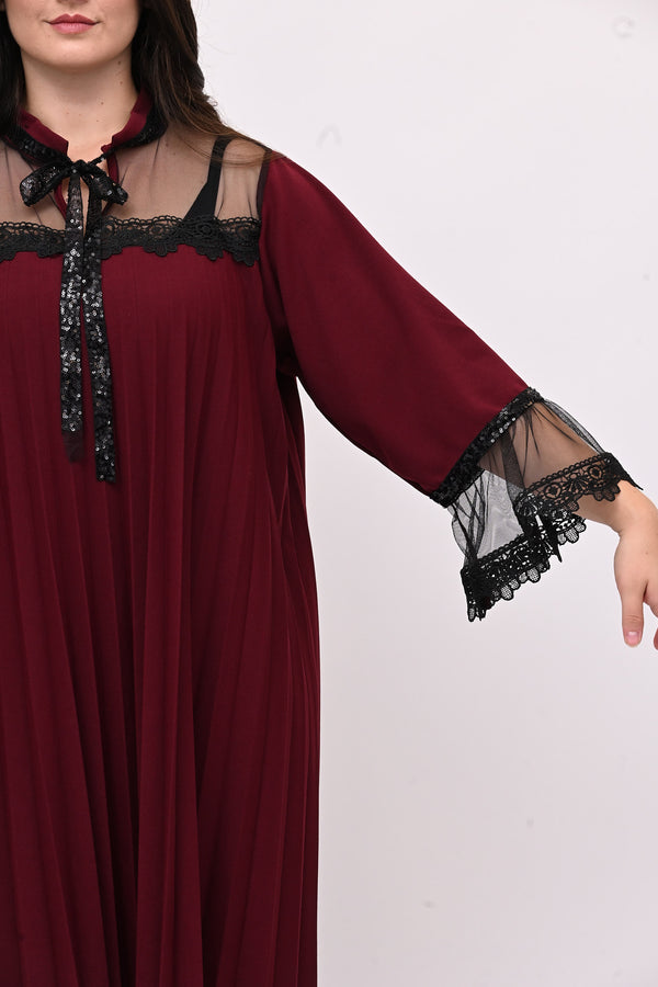 Abito plisse tulle - Vino