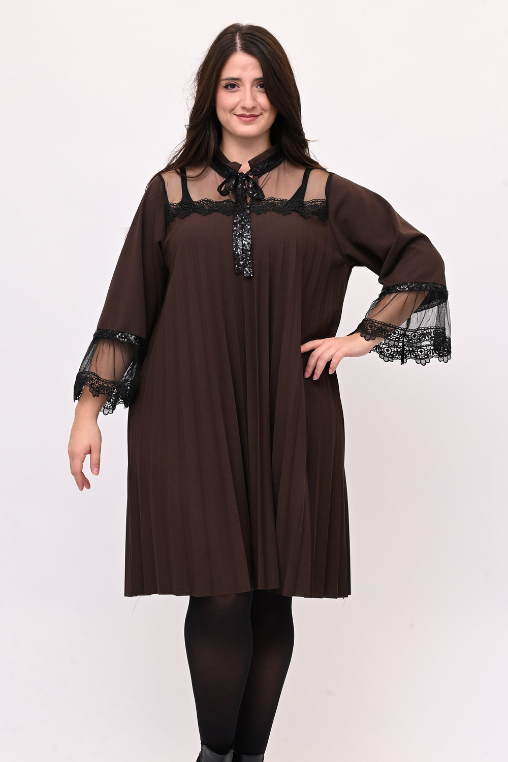 Abito plisse tulle - Moro