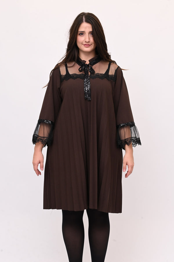 Abito plisse tulle - Moro