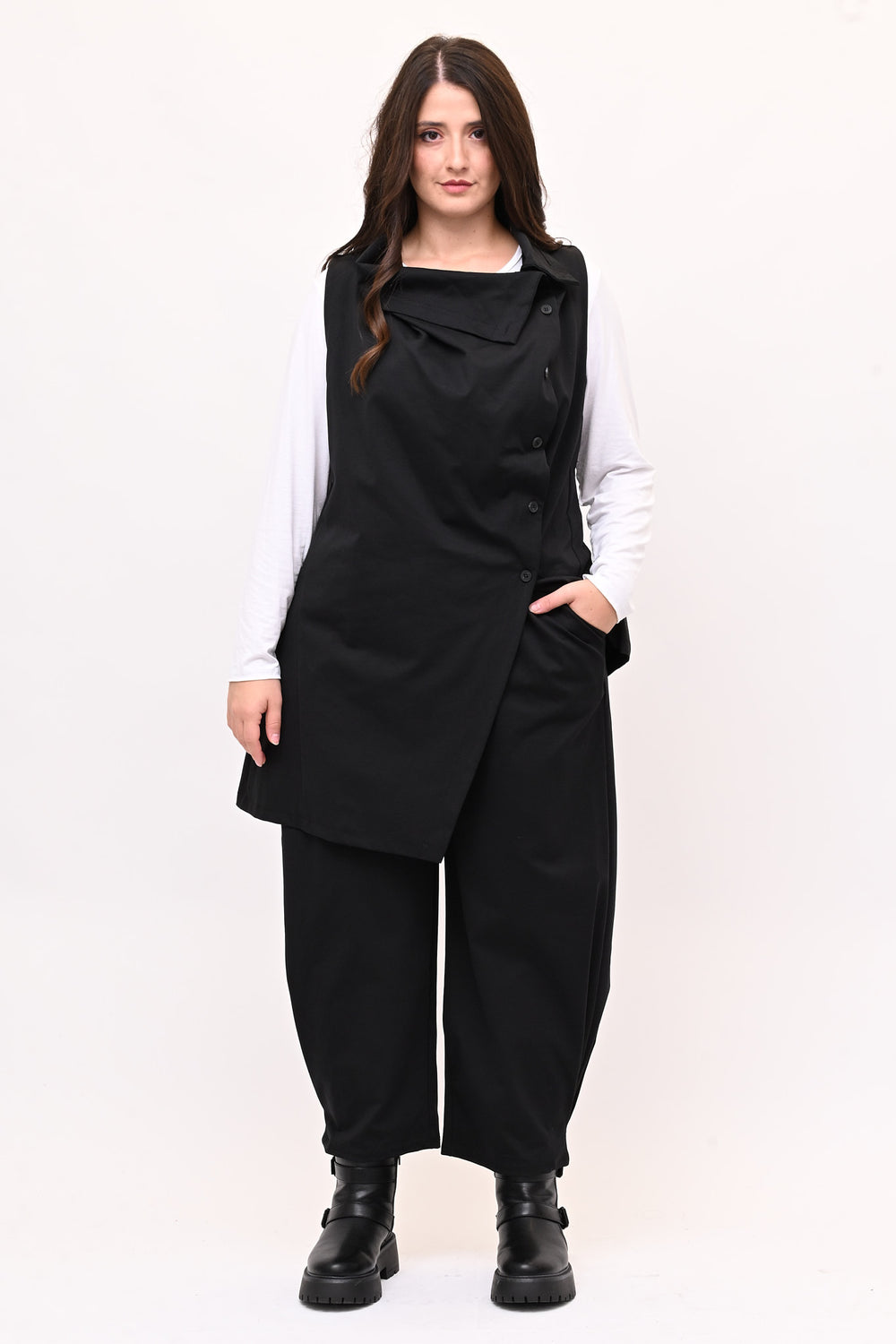 Completo gilet bottoni - Nero