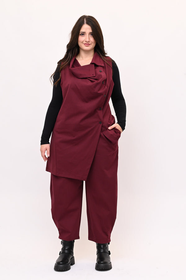 Completo gilet bottoni - Vino