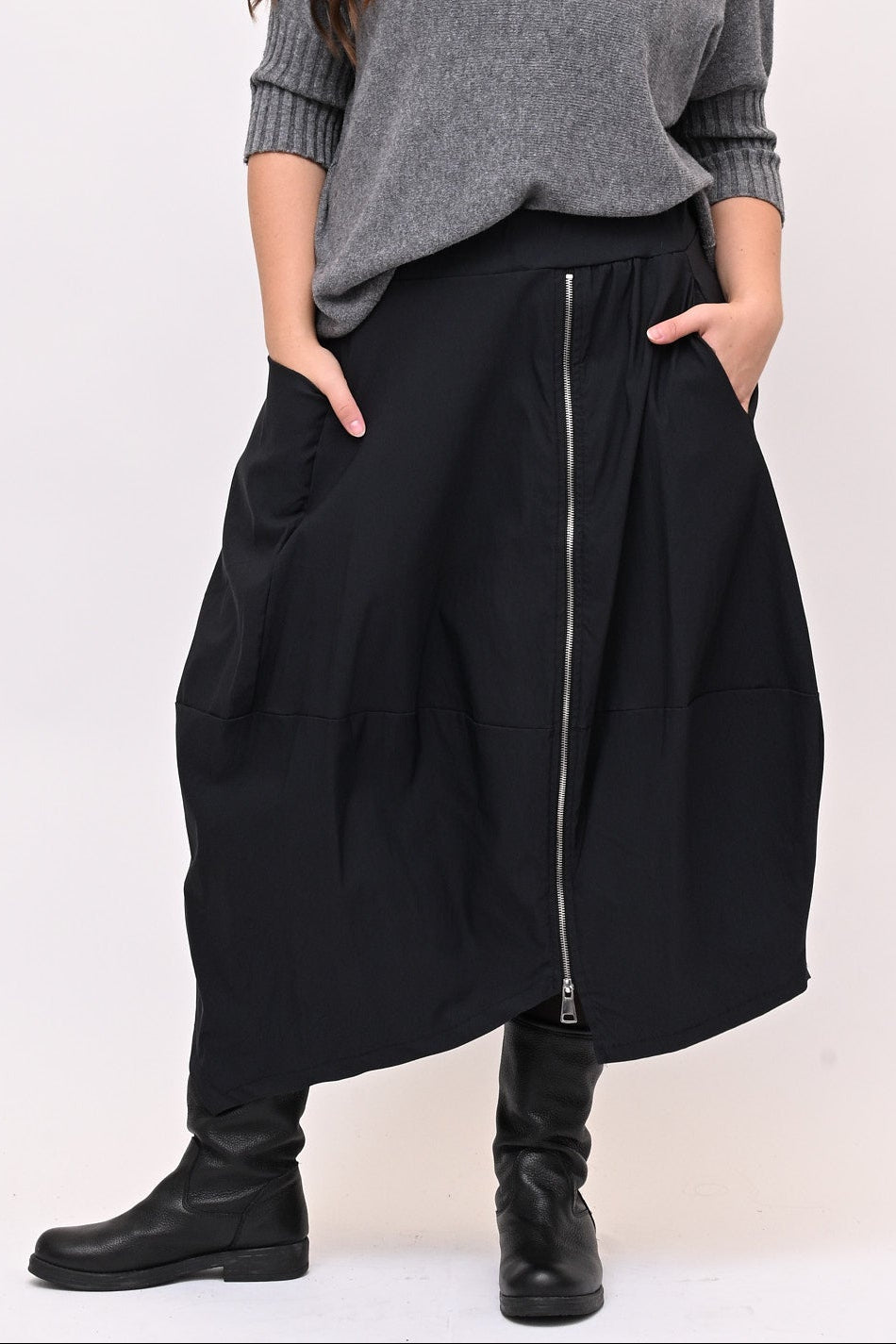 Gonna bengalina zip - Grigio