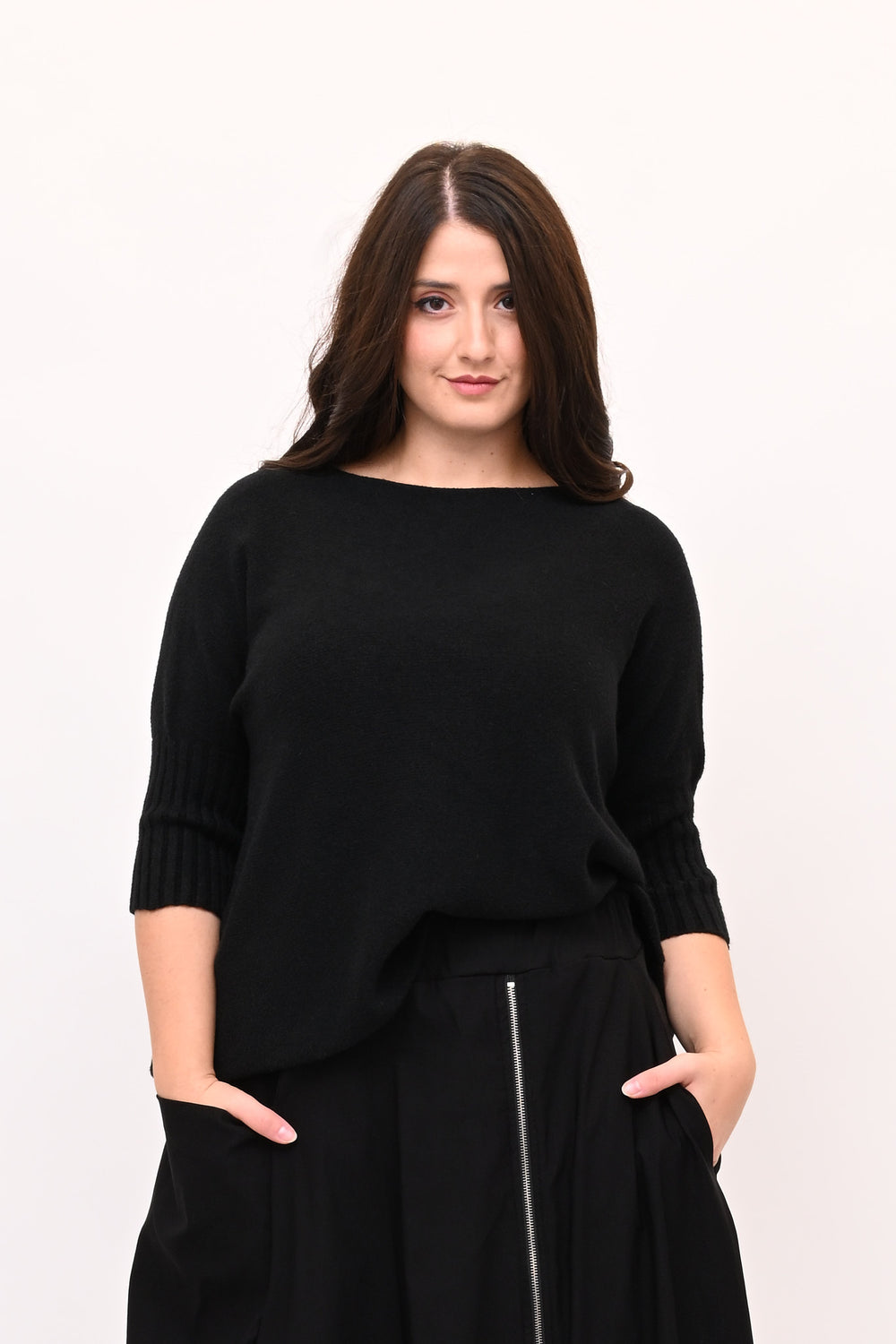 Pull scatola manica coste - Nero