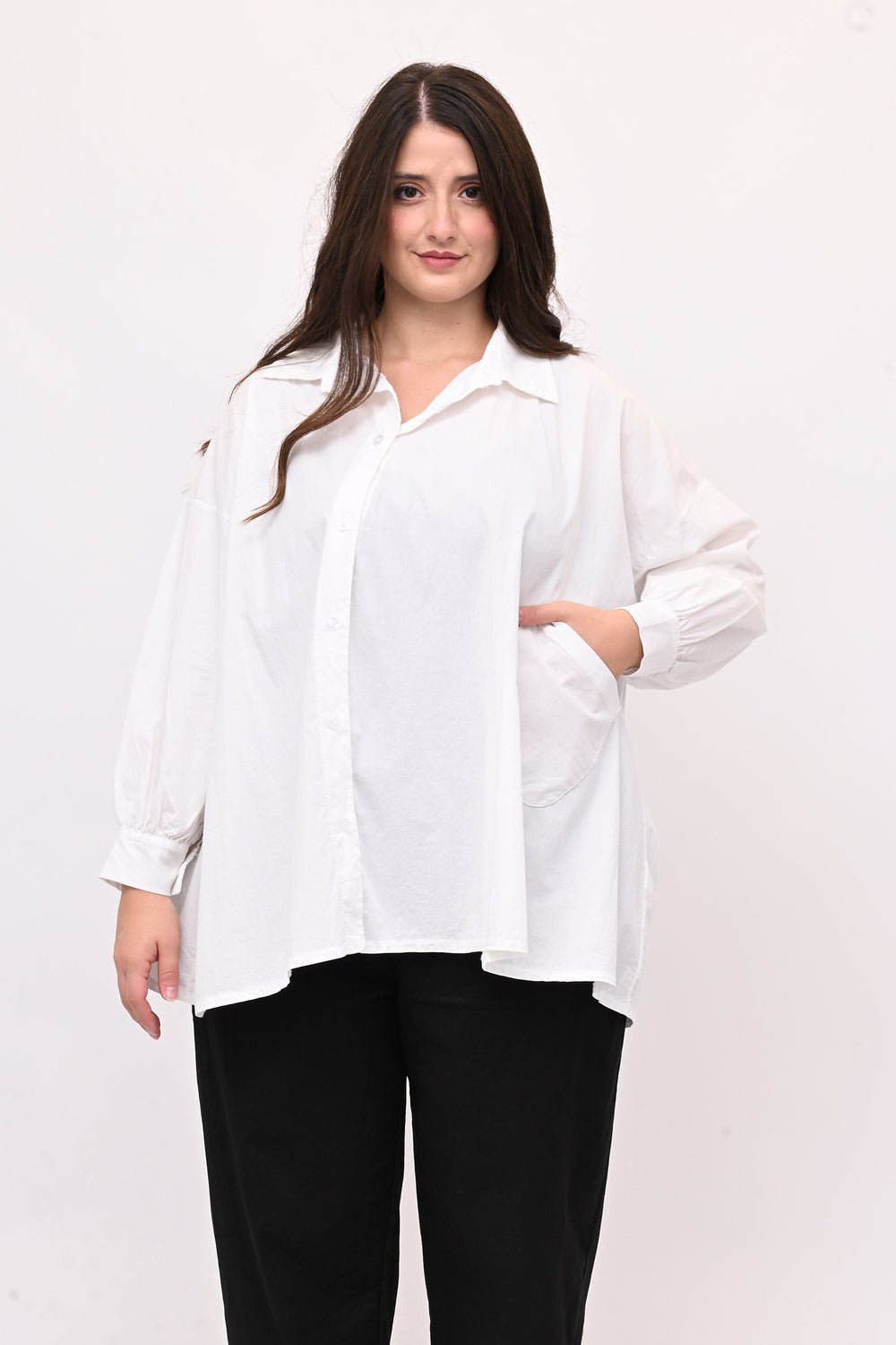 Camicia bottone asimmetrico - Bianco