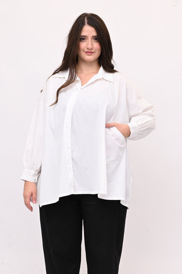 Camicia bottone asimmetrico - Bianco