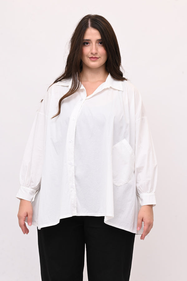 Camicia bottone asimmetrico - Bianco
