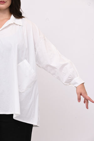 Camicia bottone asimmetrico - Bianco