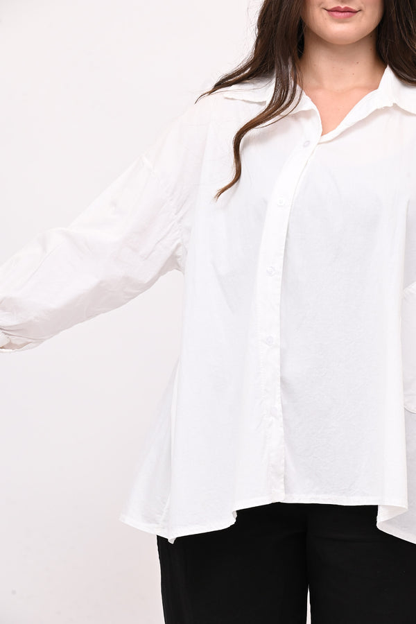 Camicia bottone asimmetrico - Bianco