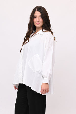 Camicia bottone asimmetrico - Bianco